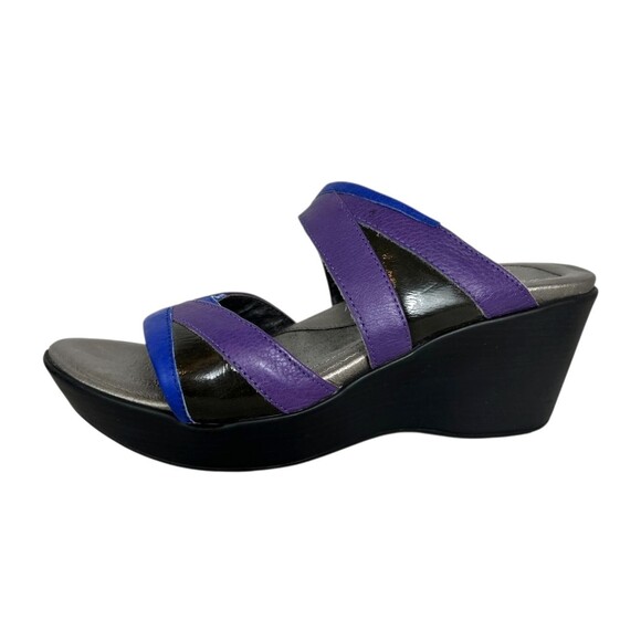 Naot Siren Comfort Wedge Sandals  EU 37 / US 6  Purple Blue & Black Leather - Picture 6 of 13
